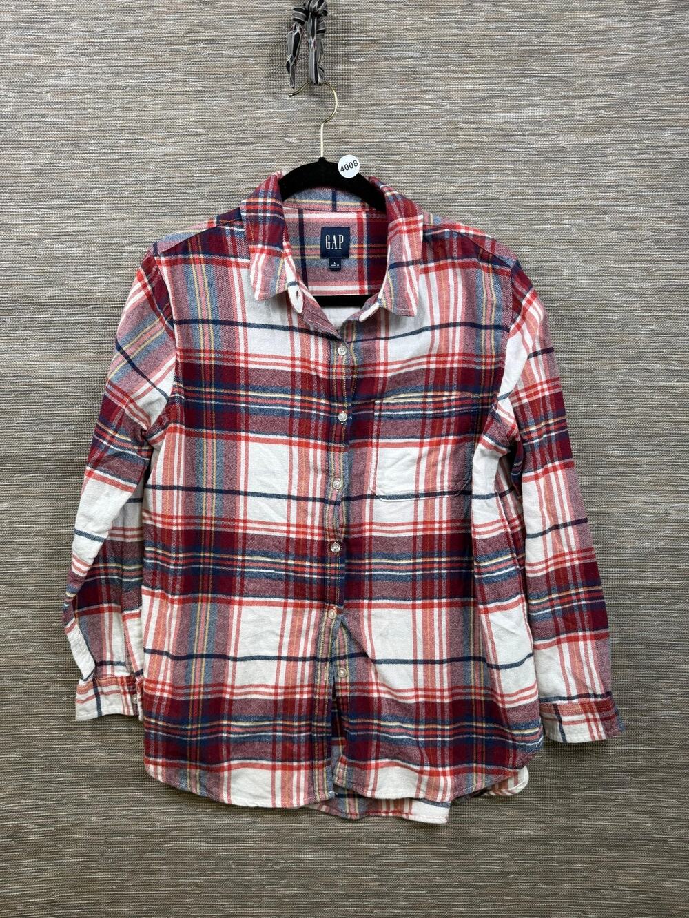 Gap Shirt Mens Large Red Plaid Flannel Button Up Long Sleeve Cotton Casual
